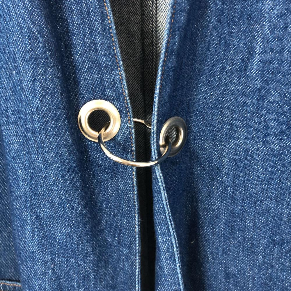 WESTOVERALLS сделано в Японии длинное джинсовое пальто без воротника F Женское Б/У