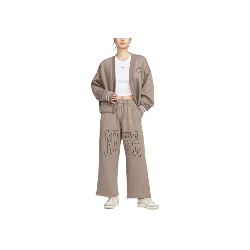 Nike Swoosh Fashion Versatile Comfortable Knitted Sports Pants Women Bottoms Mink-Brown HQ5884-233