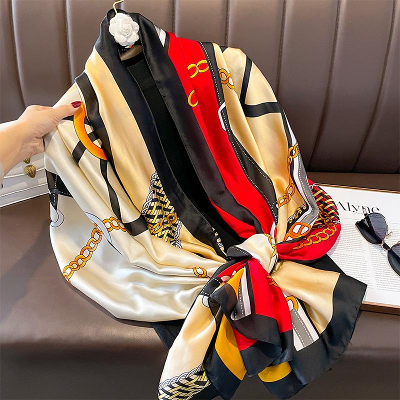 New Summer Fashion Sunscreen with Shawl On The Outside Geometric High-quality Silk Scarf Neck Protection and Warm Air Conditioning Blanket