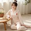 Happy Bear Pajamas Women's Spring and Autumn Long-sleeved Cartoon Striped Princess Style Loungewear Imitation Cotton Cute Suit