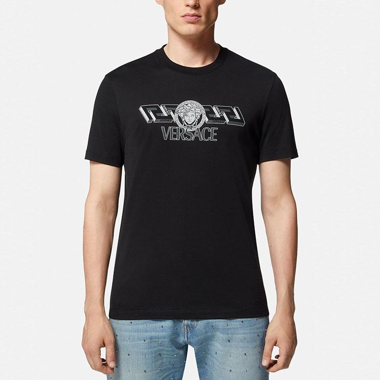 VERSACE Logo Printed Crewneck T Shirt 1008461-1A06051-1B000