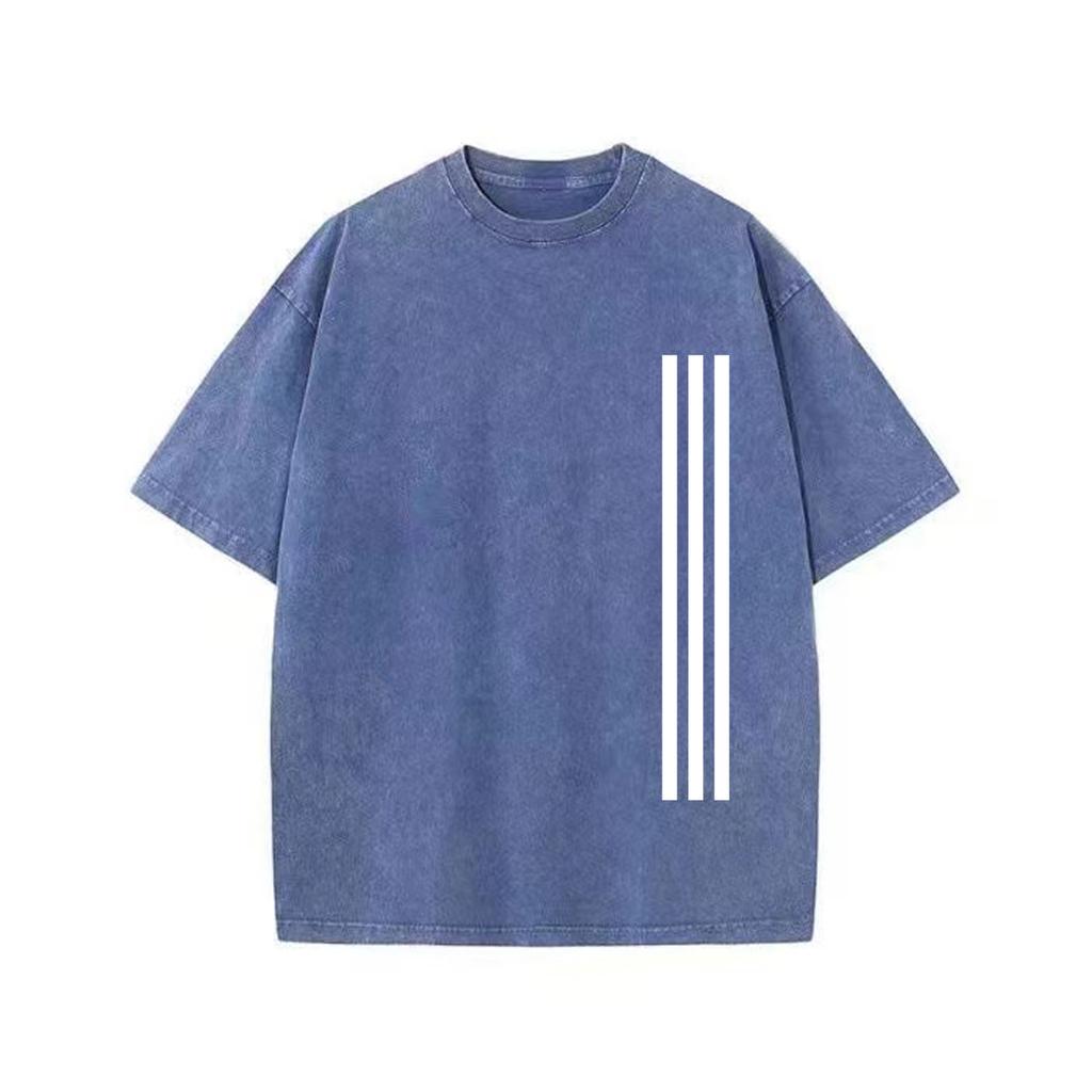 Ретро-стираемая винтажная футболка Высококачественные футболки Летняя свободная одежда с коротким рукавом Ретро-стираемая хлопковая свободная уличная одежда