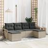 6-piece Garden Sofa Set with Light Grey Synthetic Rattan Cushions, 2-seater Garden Sofa 3354141