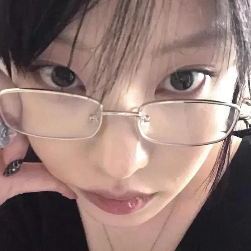 Очки Harajuku с квадратной металлической оправой Y2K для женщин, маленькие очки в стиле ретро для девочек, японские стеклянные очки, декоративные, анти-синие очки