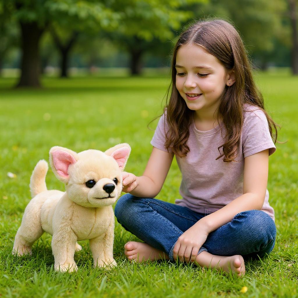 Simulated Chihuahua Plush Toy Super Lifelike Puppy Doll Soft and Cuddly Children's Gift Home Decor Emotional Companion Pet