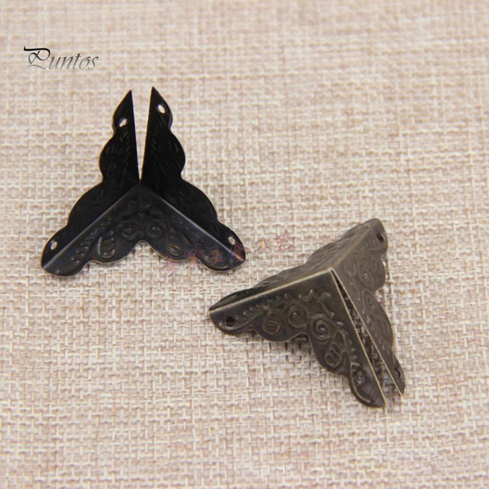 Puntos 4Pcs 25mm Antique Triangular Corner Bracket Hardware Luggage Case Protector