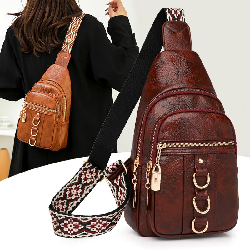 Женская сумка-ретро на грудь, однотонная сумка через плечо, поясная сумка