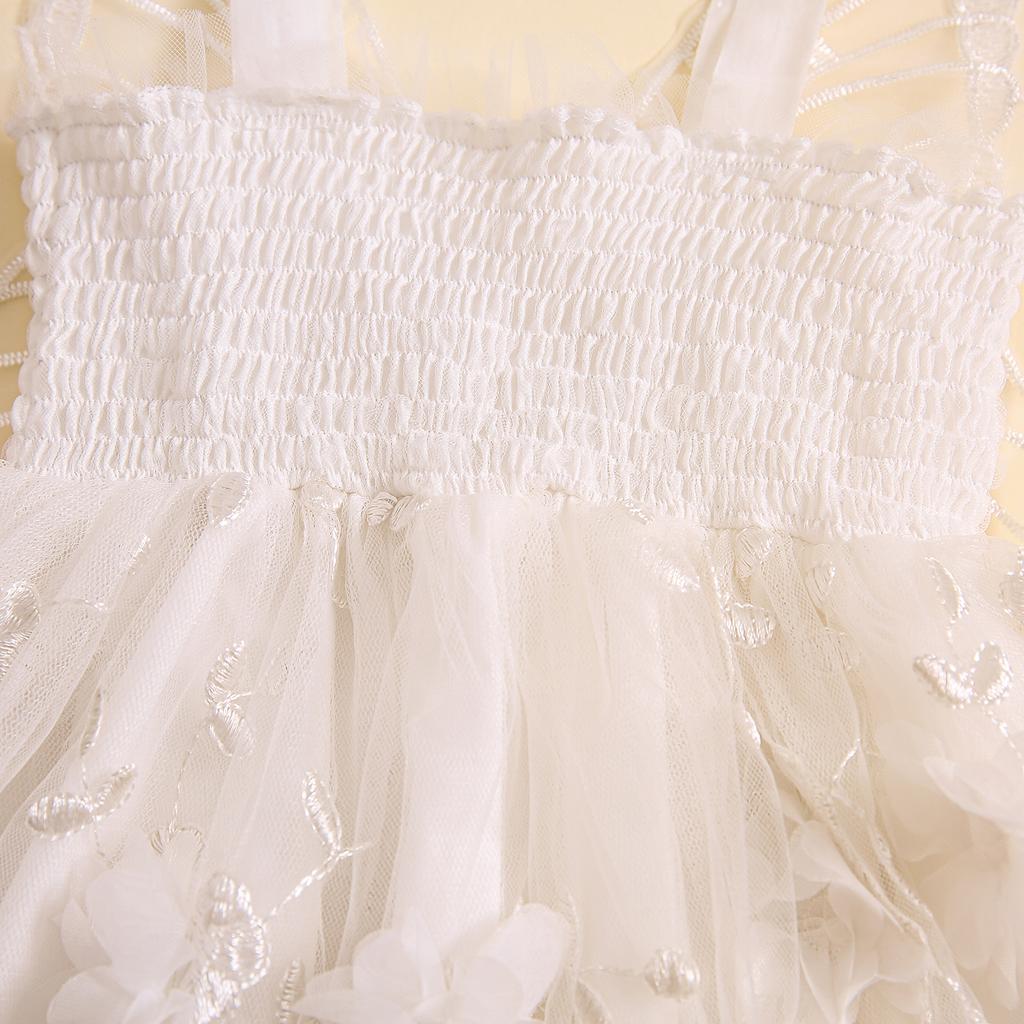 Baby Girls Sleeveless Dress Summer 3D Flowers Cute Tulle A-Line Dress with Butterfly Wing for Beach Party Cute Clothes