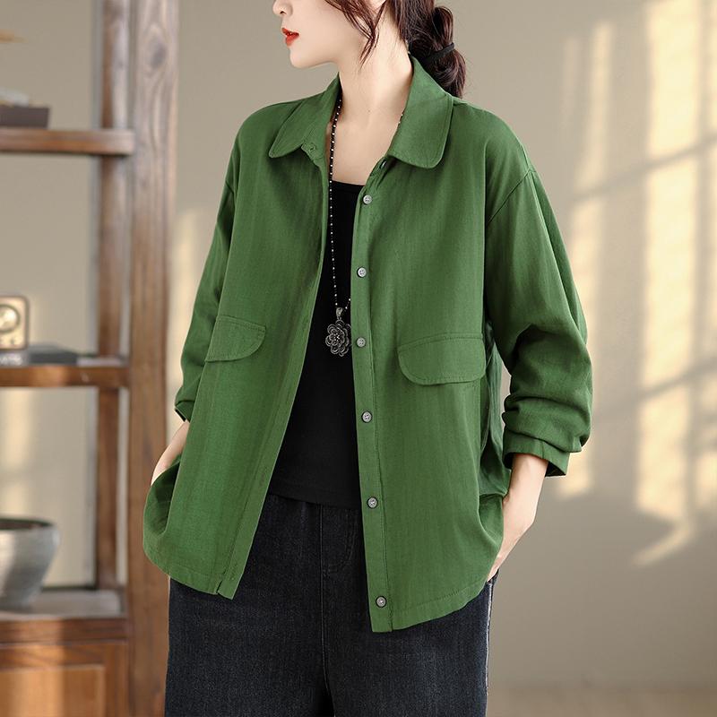 DIMANAF 2025 Осень Блузка Рубашка Женская Большого Размера Длинный Рукав Свободная Повседневная Женская Майка Хлопок Пуговицы