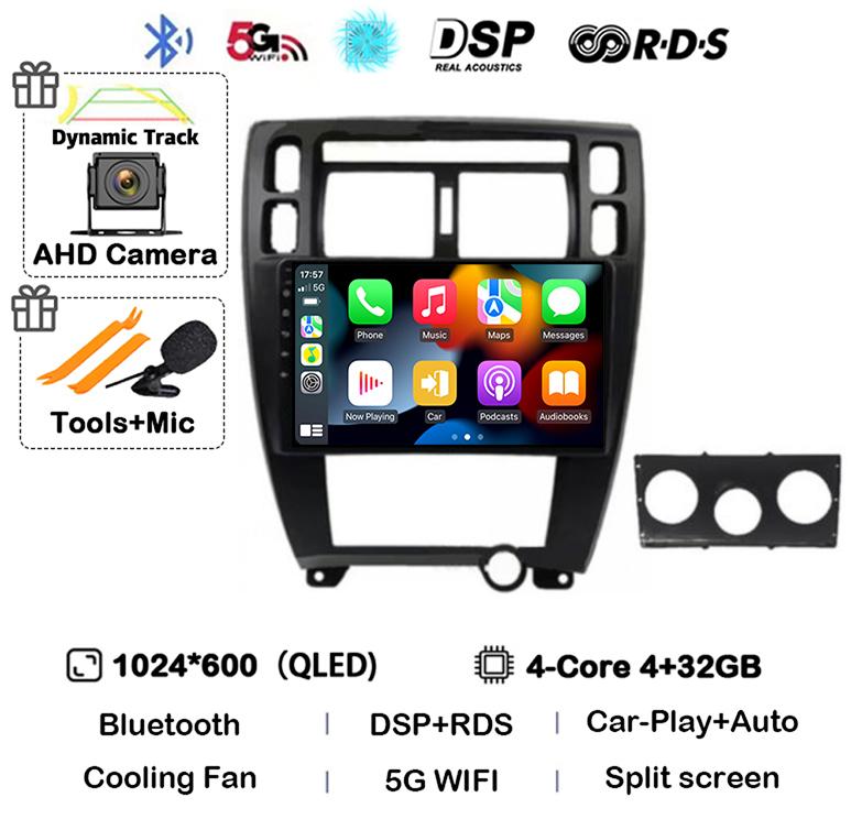 Android 14 Carplay Auto WIFI+4G Для Hyundai Tucson 2004 2005 2006 2007 2008 2009 Автомагнитола Мультимедийный Стерео Видеоплеер GPS BT