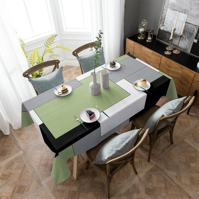 Yellow Mosaic Color Abstract Art Waterproof Tablecloth Wedding Decor Table Runner Coffee Dinning Decor Table Cover