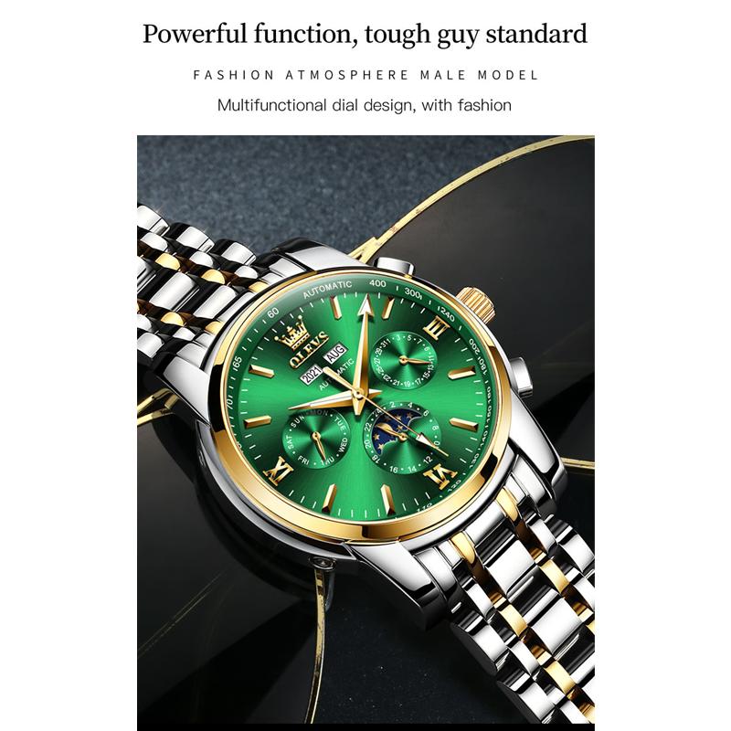 OLEVS 6633 с подарочной коробкой Роскошные автоматические механические часы Водонепроницаемые мужские часы