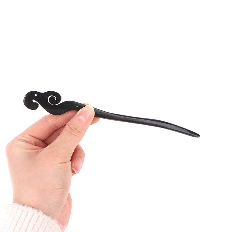 Традиционные деревянные черные палочки для волос в китайском стиле, заколки для волос, резная деревянная вилка для волос, винтажные палочки для еды, головные уборы для женщин, ювелирные изделия