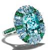 Luxury Women Faux Emerald Aquamarine Flower Ring Wedding Party Jewelry Gift