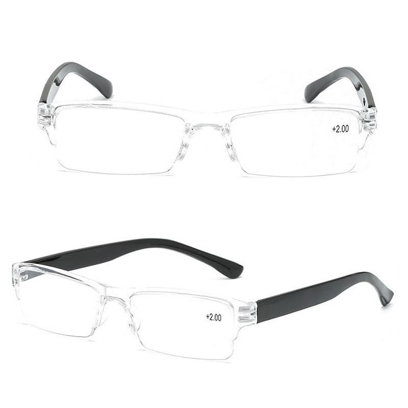 Ultralight Rimless Transparent Reading Glasses Fashion Retro Vintage Men Women Presbyopic Glasses Diopter +100 +150 +200 To +400