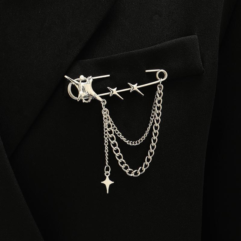 Панк Брошь с кисточкой Любовь Бабочка Цепь Скрепка Многоэлементная Ретро Цепь для брюк Крутые Хип-хоп Готические Броши Аксессуары