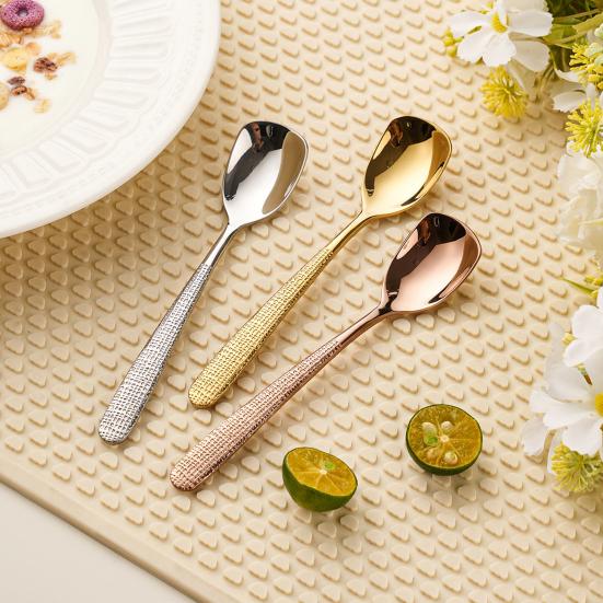 Ложка из нержавеющей стали с кованой текстурой, нескользящей ручкой, половник для супа, многофункциональная кухонная ложка