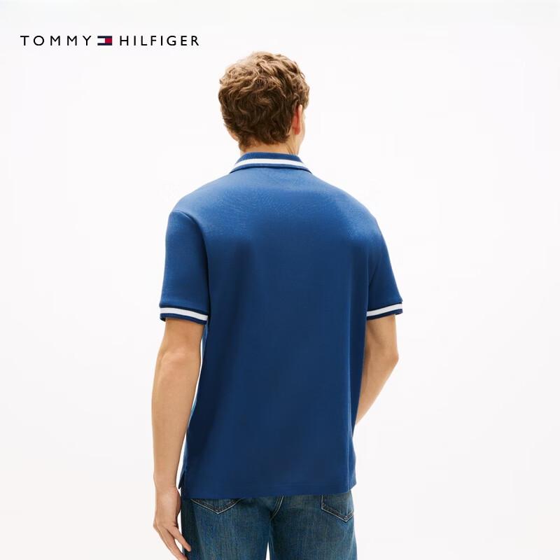 Tommy Hilfiger Мужская фактурная хлопковая вышитая свободная футболка-поло с коротким рукавом