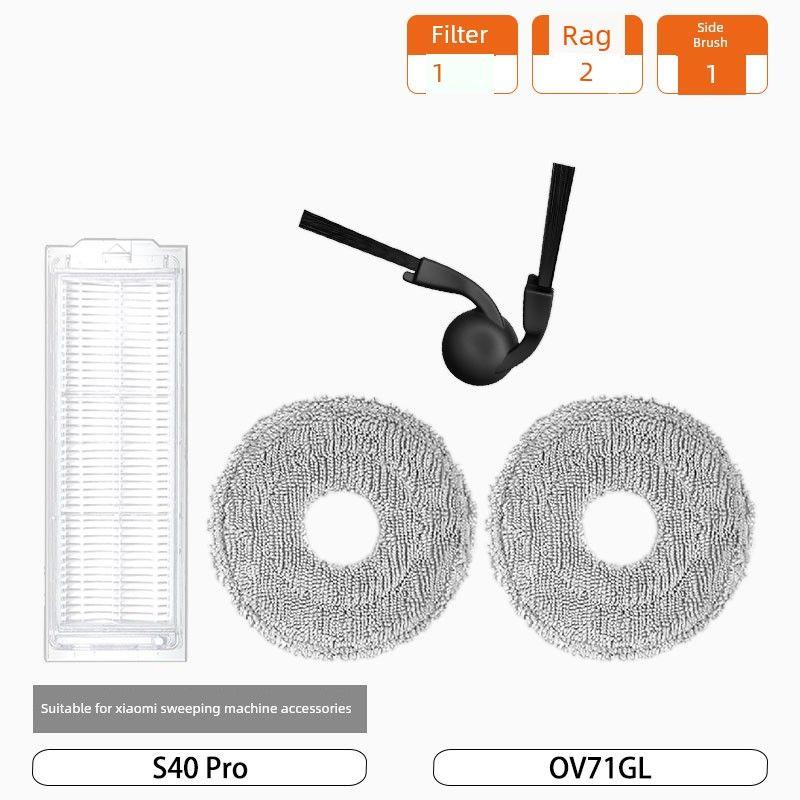 Compatible with Xiaomi S40 Pro Robot Vacuum Cleaner Ov71Gl Accessories: Side Brush, Filter, Mop, Cleaning Fluid, Consumables