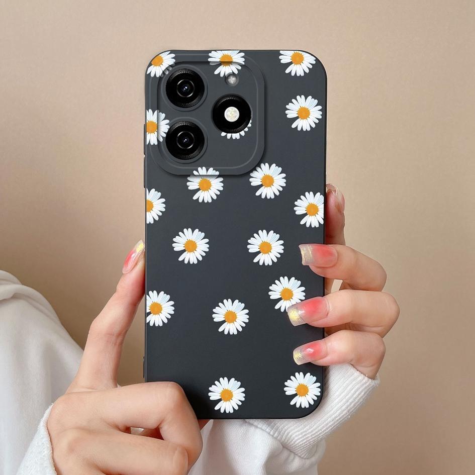 Для Tecno Camon 30 Pro Premier Itel P55 + 4G задняя крышка, чехол из жидкого мягкого силикона, роскошная ромашка-бабочка, супер противоударный защитный чехол для камеры, чехол для телефона