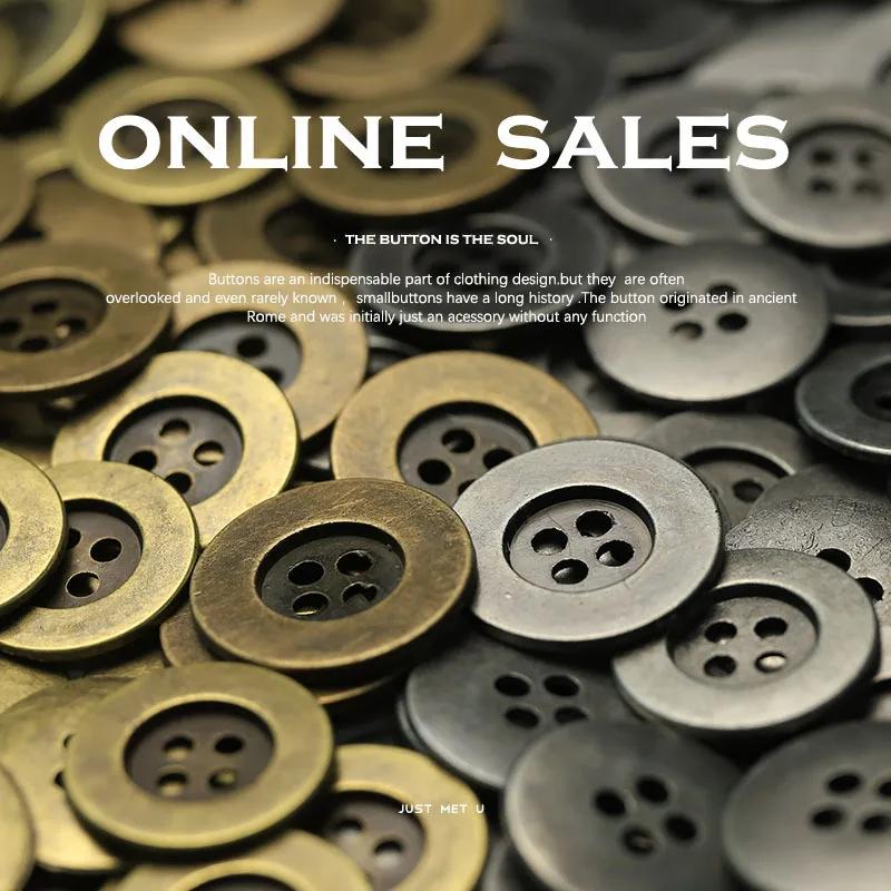 10 шт. состаренных металлических пуговиц 12/15/20 мм, изношенные старые металлические цветные пуговицы с 4 отверстиями, швейные принадлежности для одежды