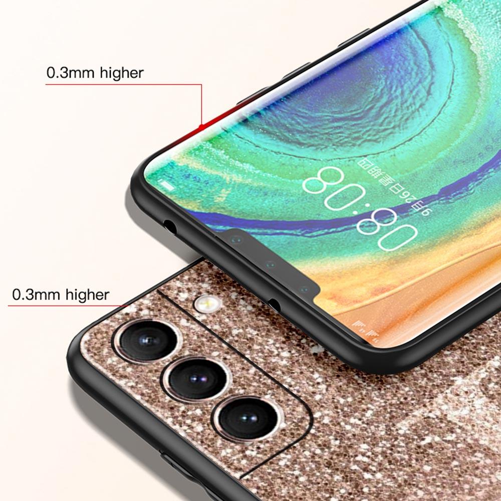 Чехол для телефона с розовой буквой, блестящий, для Samsung Galaxy S26 Ultra S25 Plus S24 FE S23 S22 5G S21 S20, черный, мягкий