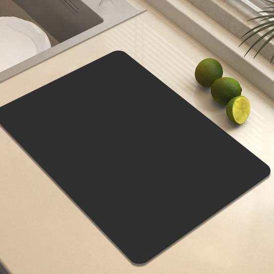 Kitchen Anti-slip Drain Mat Great Water Absorption Capacity Double-sided Washable Floral Printing Anti-skid Bottom Keep Clean Kitchen Dish Drying Mat