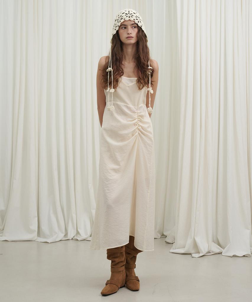 Marot Sheer Stripe Slip Dress_Cream