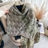 Imitation Cashmere Scarf, Guochao Wave Lines, High-end Sense, Double-sided Landscape Painting, Warm Shawl
