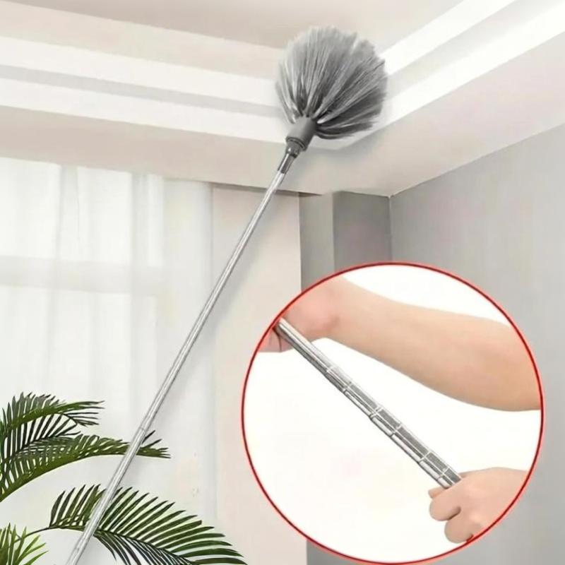Heavy-Duty Metal Adjustable Length Spider Web Ceiling Cleaner Efficient Dust Remover for Home Attic Garage High Corner Cleaning