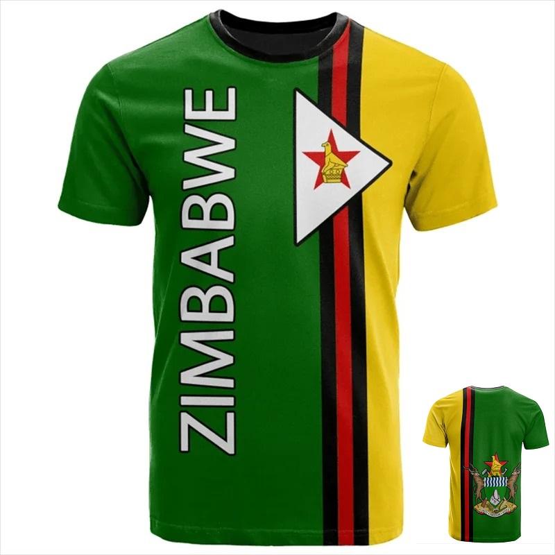 Летний топ с круглым вырезом и 3D-принтом Зимбабве, модная повседневная мужская футболка с коротким рукавом