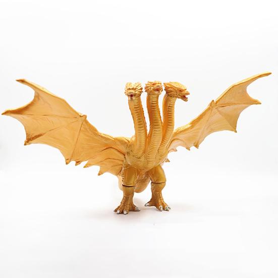 Золотая фигурка трехголового дракона, крутая пластиковая реалистичная фигурка летающего дракона, модель, украшение, игрушка, украшение для рабочего стола, подарок для мальчиков, детей, взрослых