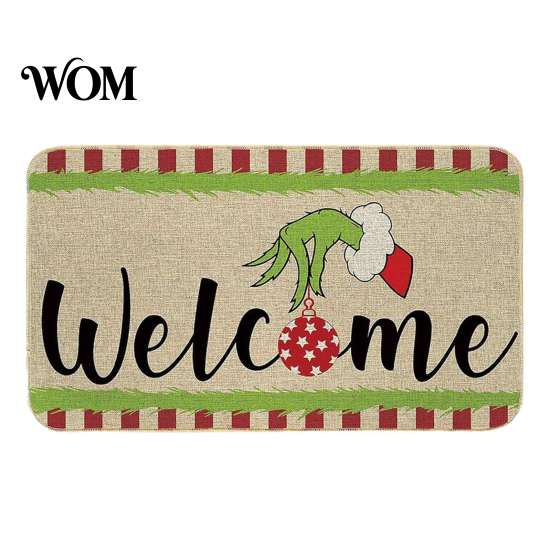 Indoor Winter Entrance Carpet Christmas Door Mat, Festive Rug, 35" x 24" Non-Slip Washable Home Decor Entry Mat Welcome Water Absorbent Rug