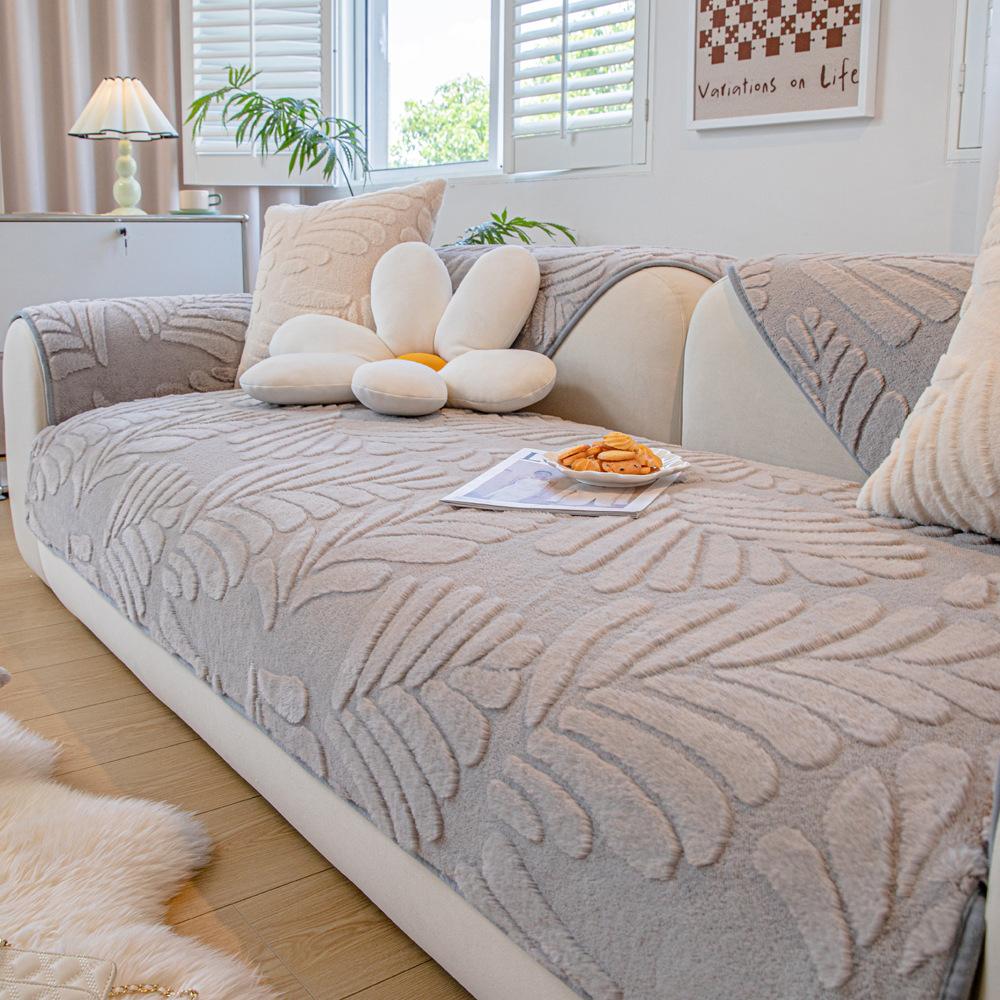 Плюшевая подушка для дивана, зимняя утолщенная термоподушка, нескользящий кожаный чехол для дивана