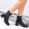 Block Heel Skinny Boots Autumn New Square Toe Spliced Rear Zipper Anti-Slip Wear-Resistant Short-Thigh Boots