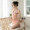 Sex Underwear Pink Stand-up Collar Print Sexy Cheongsam Slit Female Temptation Retro