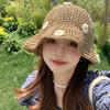 Маленькая соломенная шляпа ручной работы с цветком для путешествий на море, солнцезащитная шляпа, летняя, универсальная, плетеная, женская