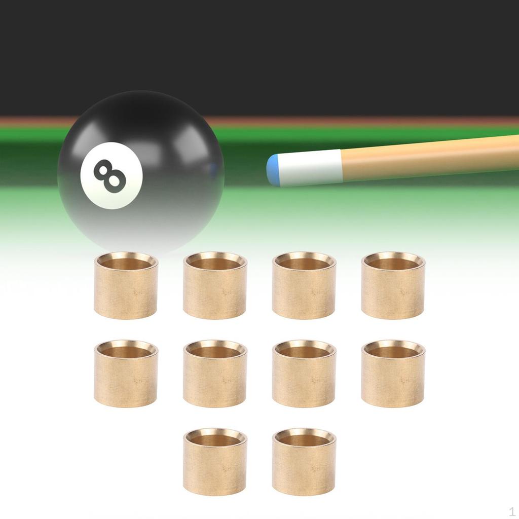 10 Pieces Billiard Cue Copper Ferrule Portable Pool for Repair
