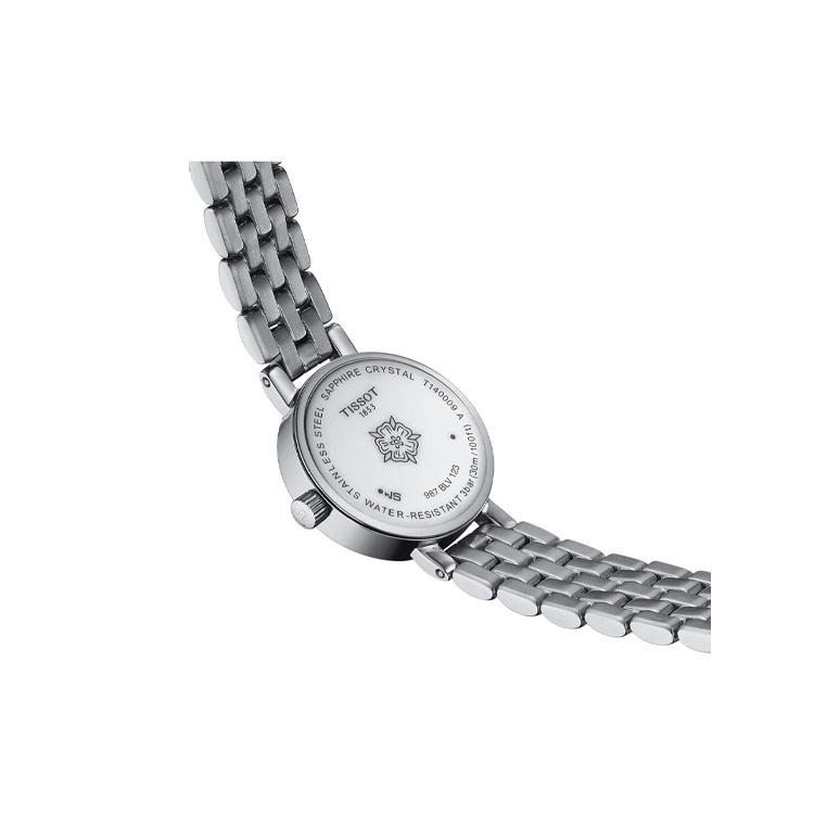 Tissot Кварцевый механизм 30м Водонепроницаемость Женские часы 19.5мм Белый циферблат Корпус из нержавеющей стали Стальной браслет T140.009.11.111.00