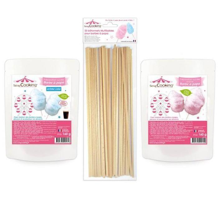 Coffret barbe à papa bleu & rose + Bâtonnets