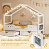 Children's bed with roof design, 2 large drawers, wood+MDF frame, UV coating almost odorless, capacity up to 120 kg, suitable for 90×200 cm mattress