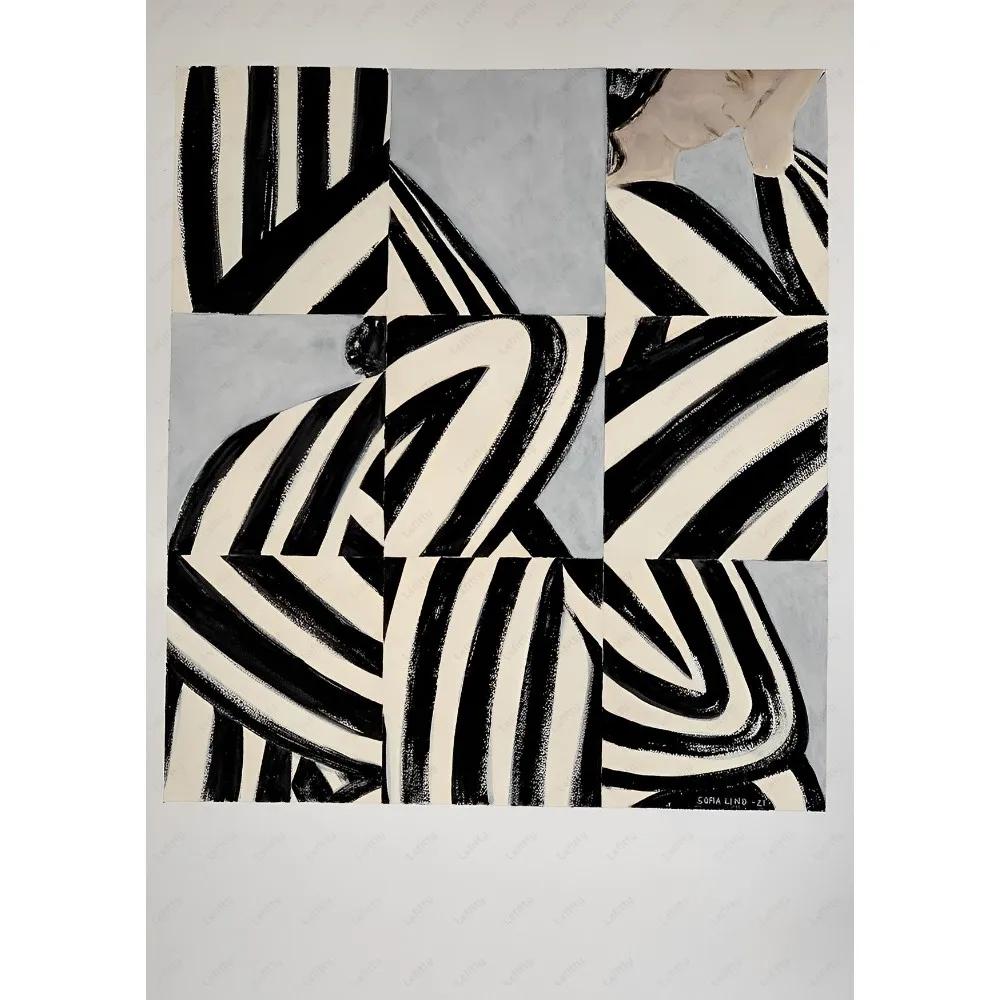 Абстрактные Линии Геометрические Кривые Девушка Холст Постер Ретро Феминистское Настенное Искусство Печать для Современной Гостиной Бара и Домашнего Декора