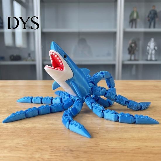3D-печатная модель акулы с восемью щупальцами, гибкая фигурка полуосьминога для декора стола, игрушка-антистресс, глубоководное существо, фиджет, для снятия напряжения