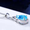 Ожерелье Yi Hua Капля Морской Голубой Топаз и Кристалл для Женщин