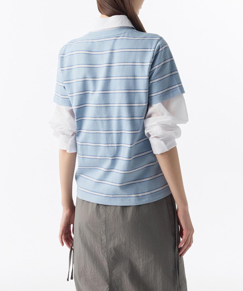 MUSINSA STANDARD WOMAN Women'S Multi-Stripe Crew Neck T-Shirt 1 [Cloudy Blue]