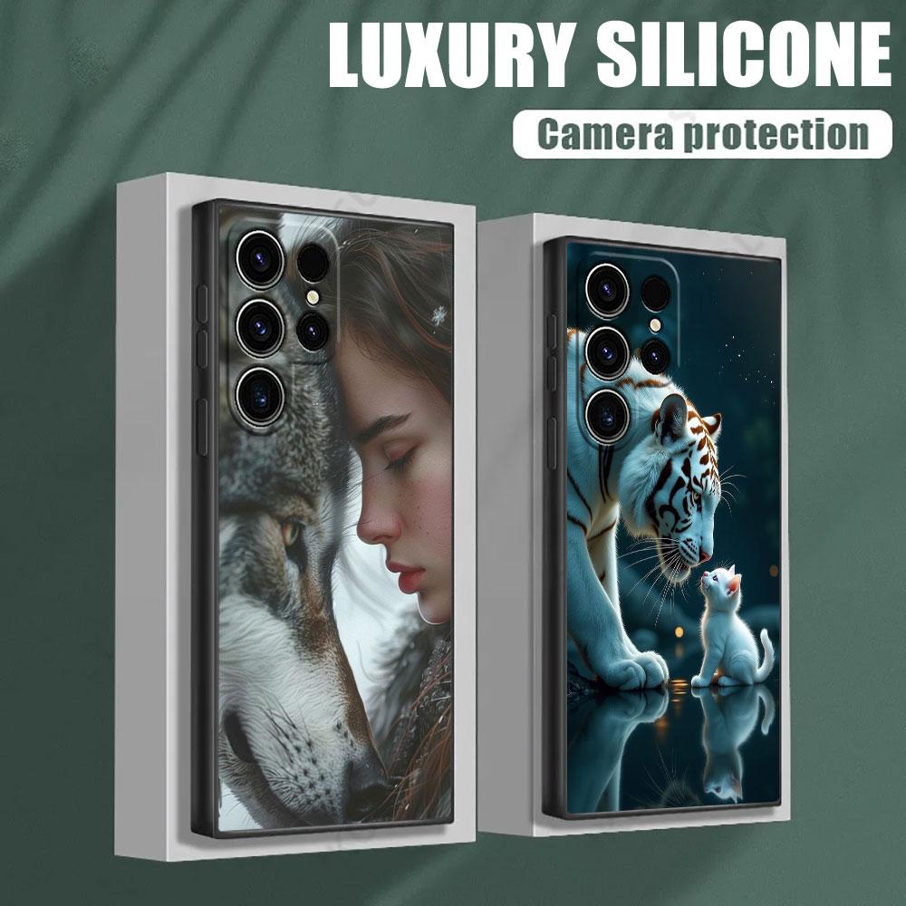 Силиконовый чехол Волк Лев Кот S26Ultra для Samsung Galaxy S26 S25 S24 S23 S20 S21 FE S22 Ultra Plus 5G Чехлы Мягкая Крышка для Телефона