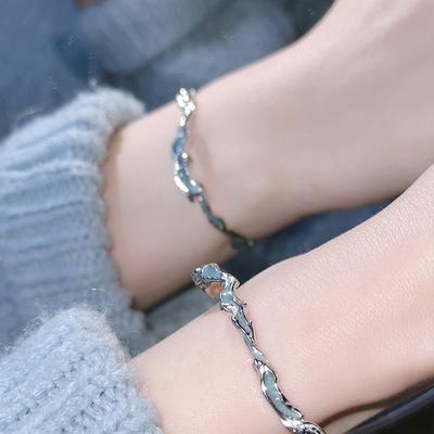 Корейский стиль геометрический синий волновой браслет винтажный легкий роскошный открывающийся регулируемый браслет для женщин ювелирные изделия подарки