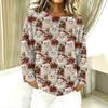 Women's T Shirt Flannel Print Tunic Long Sleeve Party  Round Neck  Tops
