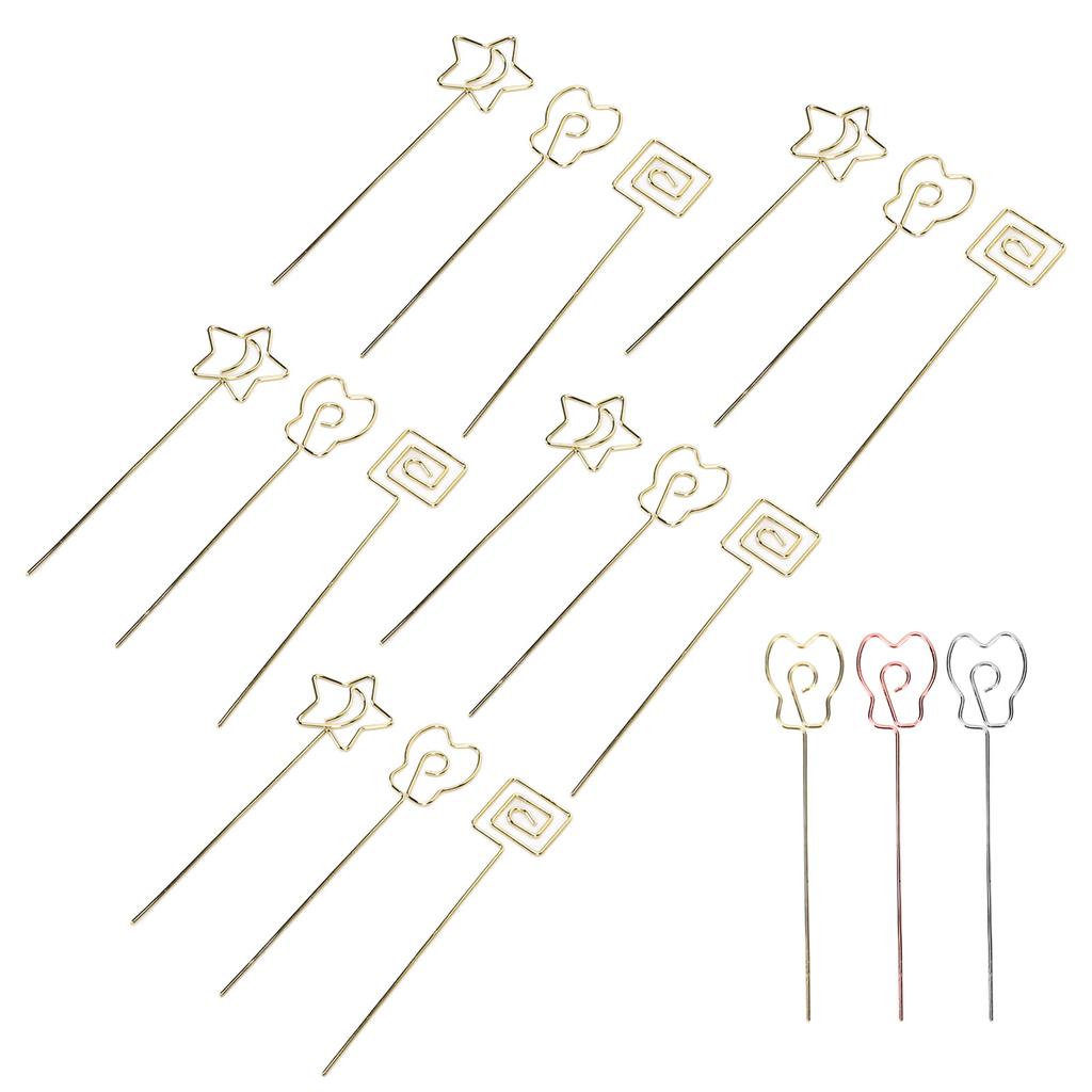 15pcs Table Number Holder Cute Shape Electroplating Process Practical Photo Stand for Office Anniver