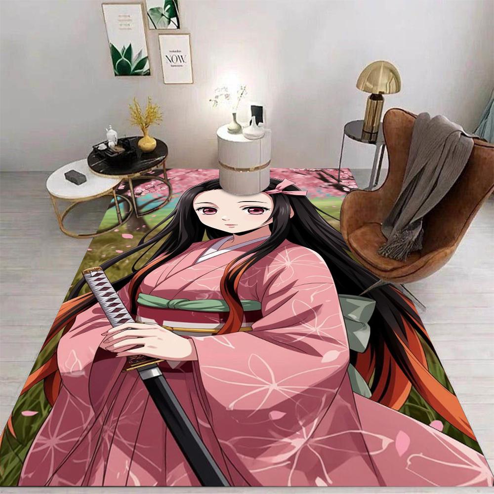  Demon Slayer Carpet Cartoon Living Room Bedroom Kitchen Sofa Table Balcony Rug Non-slip Washable Mat Exquisite Ornaments